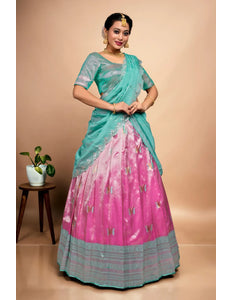 Rani Designer Self Jacquard Pattu Lehenga With Zari Work