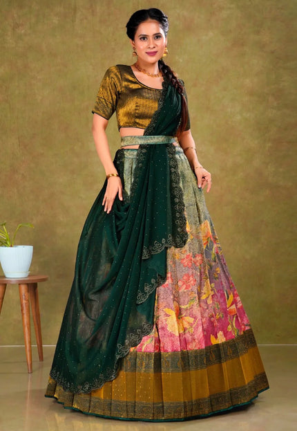 Rani Digital Banarasi Silk Lehenga Choli for Women