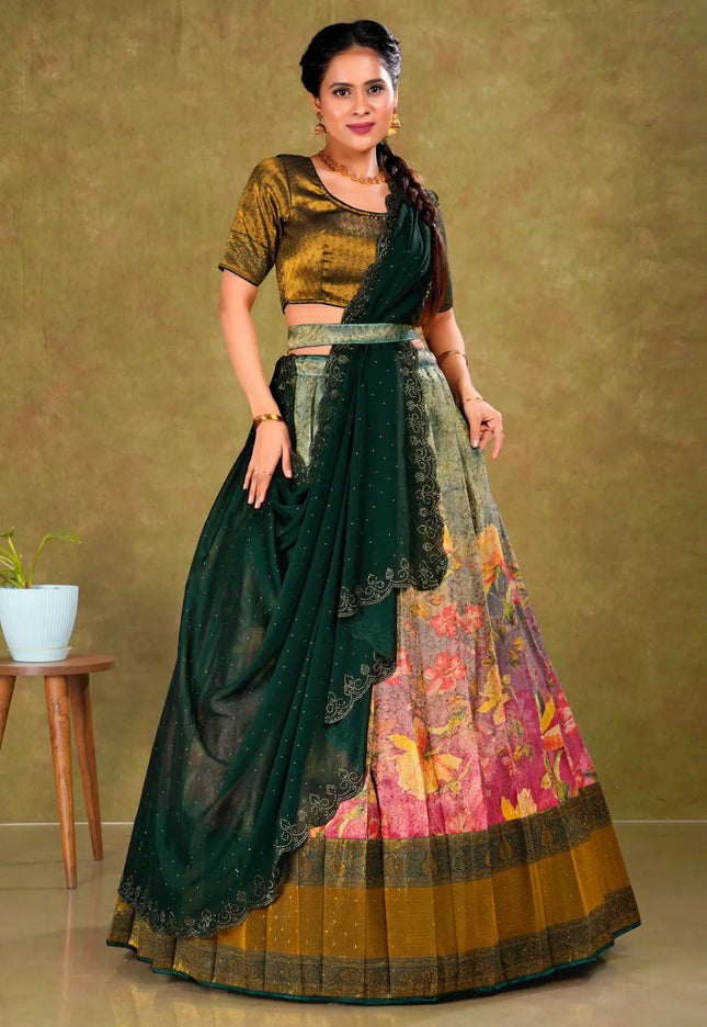 Rani Digital Banarasi Silk Lehenga Choli for Women