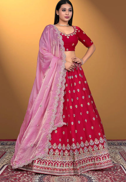Rani Fendy Silk Embroidered Lehenga Choli For Women