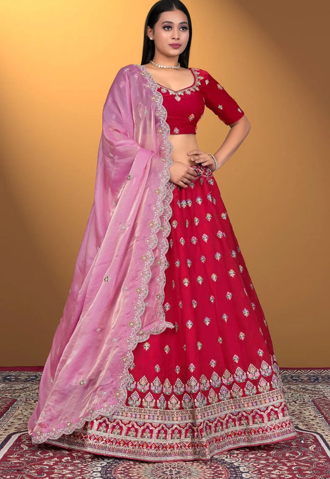 Rani Fendy Silk Embroidered Lehenga Choli For Women