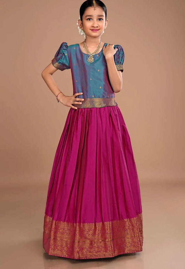 Rani Girls Silk Pattu Pavadai Ethnic Wear Lehenga Choli Set