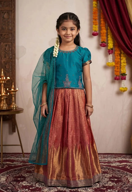Rani Premium Kids Party Wear Outfit Rich Woven Skirt and Tailored Top