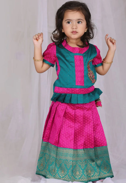 Rani Readymade Banarasi Pattu Pavadai For Kids