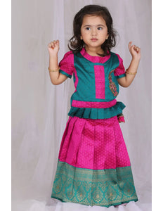 Rani Readymade Banarasi Pattu Pavadai For Kids
