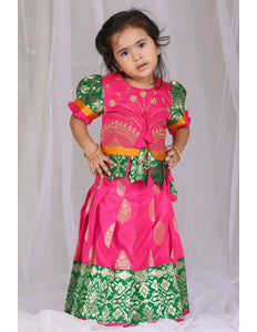 Rani Readymade Banarasi Pattu Pavadai For Kids