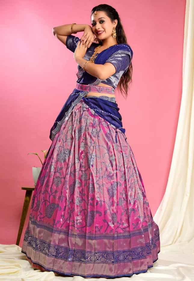 Rani Self Jacquard Lehenga Choli With Dupatta Set For Women