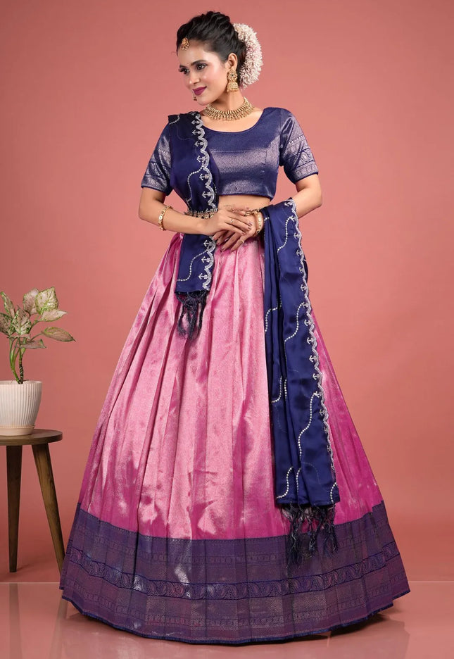 Rani Self Jacquard Lehenga Choli With Zari Woven