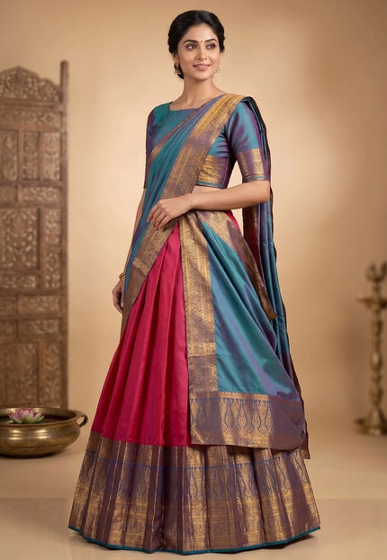 Rani Traditional Banarasi Silk Lehenga Choli With Dupatta