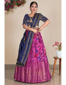 Rani Viscose Digital Print Pattu Pavadai For Women