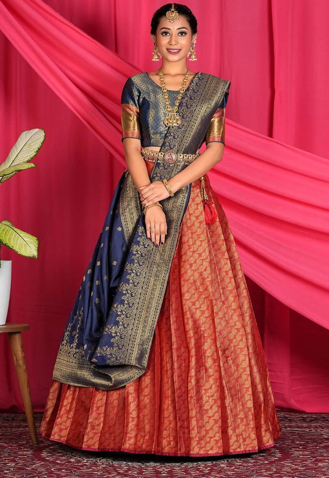 Red Banarasi Silk Lehenga Choli For Wedding Function