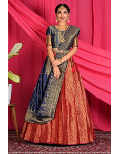Red Banarasi Silk Lehenga Choli For Wedding Function