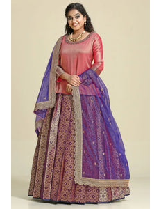 Royal Blue Banarasi Silk Lehenga Choli For Women With Net Dupatta