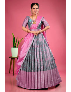 Sea Green Stylish Lehenga Choli With Zari Woven For Women