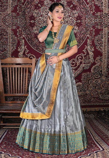 Silver Tissue Silk Latest Designer Lehenga Choli For Women