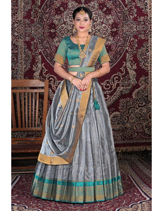 Silver Tissue Fabric Pattu Pavadai For Women