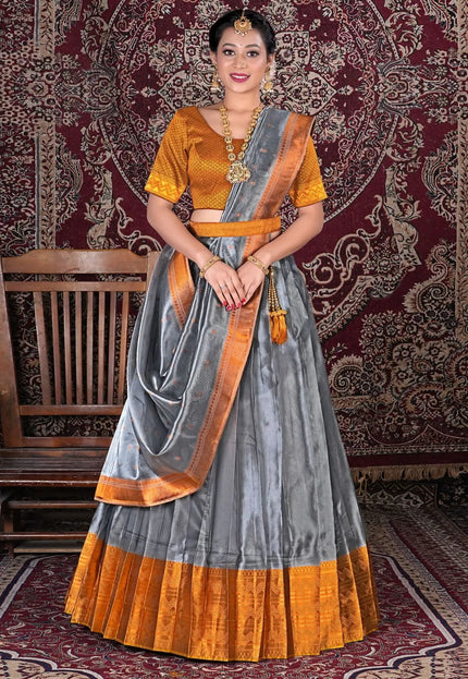 Silver Tissue Silk Latest Designer Lehenga Choli For Women