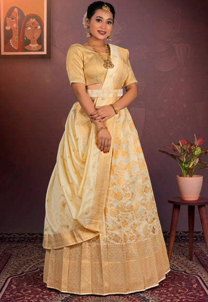Tussar Banarasi Half Saree with Zari Woven For Women