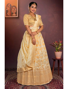 Tussar Banarasi Half Saree with Zari Woven For Women