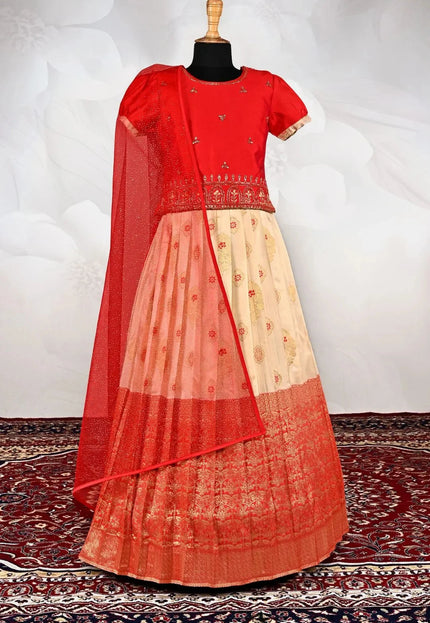Tussar Traditional Designer Lehenga Choli with Net Dupatta for Girls Wear 