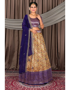 Yellow Banglori Slub Lehenga Choli Design For Women