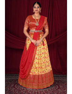 Yellow Silk Lehenga Choli With Rangoli Dupatta For Women