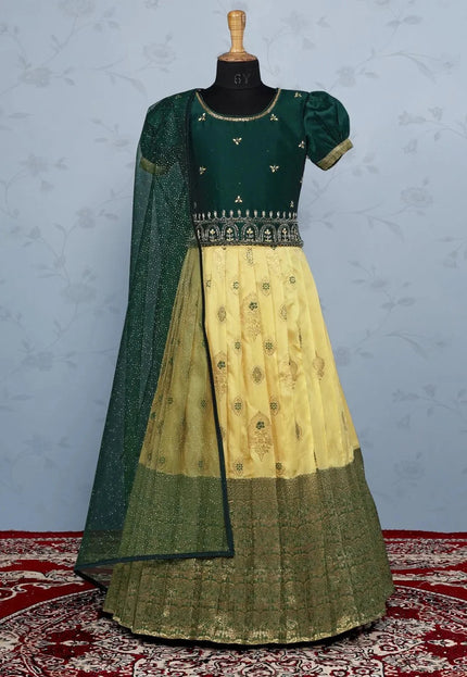 Yellow Traditional Designer Lehenga Choli with Net Dupatta for Girls Wear