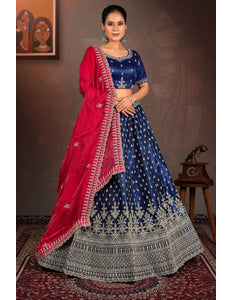 Blue Designer Net Lehenga With Heavy Work - Gajiwala