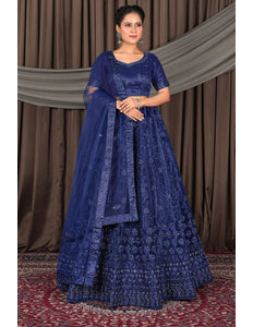Blue Party wear Heavy designer Net Lehenga Choli - Gajiwala