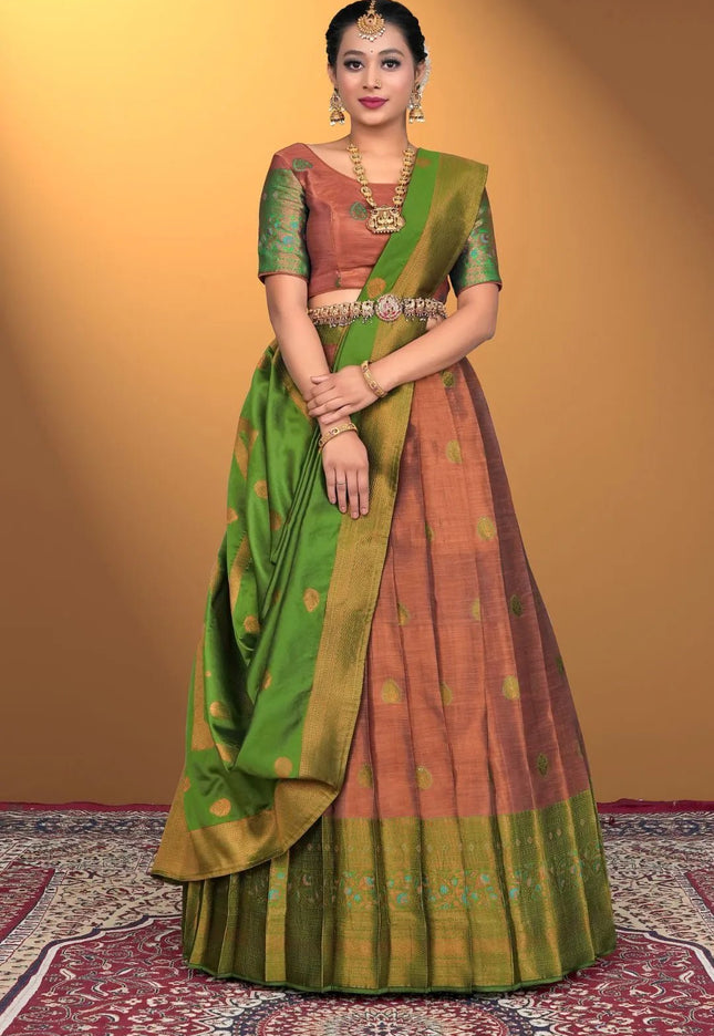 Bronze Banarasi Silk Lehenga Design For Women - Gajiwala
