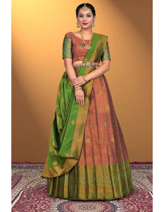 Bronze Banarasi Silk Lehenga Design For Women - Gajiwala