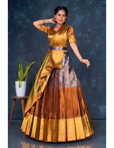 Bronze Tissue Silk Lehenga Choli With Zari Work - Gajiwala