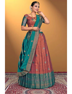 Brown Banarasi Silk Lehenga Design For Women - Gajiwala