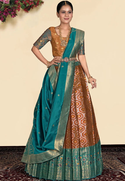 Brown Banarasi Silk Lehenga With Blouse Design - Gajiwala