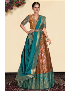 Brown Banarasi Silk Lehenga With Blouse Design - Gajiwala