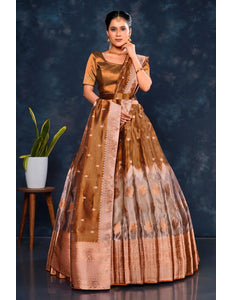 Brown Tissue Silk Designer Lehenga Choli For Women - Gajiwala