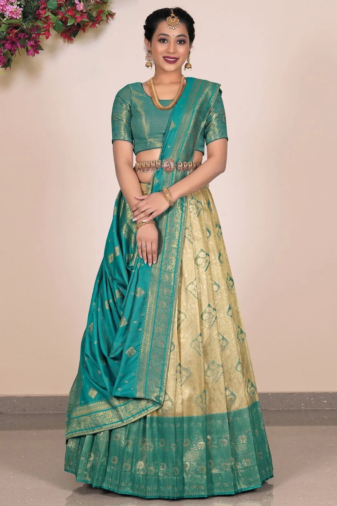 Chiku Banarasi Silk Lehenga Choli Design For Women - Gajiwala