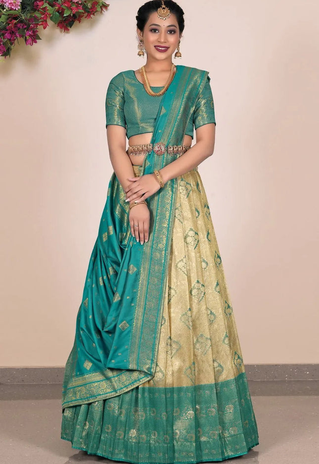 Chiku Banarasi Silk Lehenga Choli Design For Women - Gajiwala