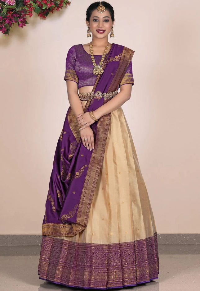 Chiku Banarasi Silk Lehenga Choli For Women - Gajiwala