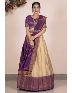 Chiku Banarasi Silk Lehenga Choli For Women - Gajiwala