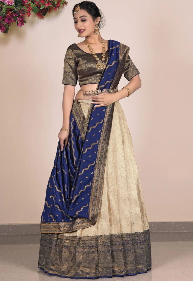 Chiku Banarasi Silk Lehenga With Zari Woven - Gajiwala