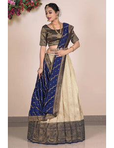 Chiku Banarasi Silk Lehenga With Zari Woven - Gajiwala