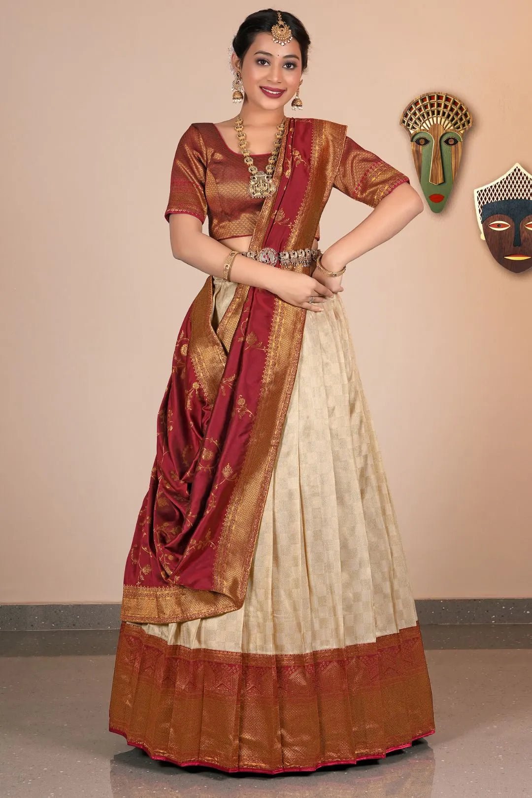 Chiku Banarasi Silk Zari work Lehenga Choli - Gajiwala