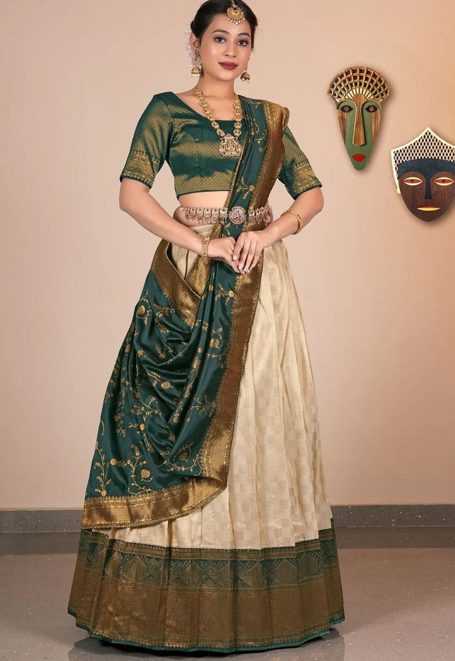 Chiku Banarasi Silk Zariwork Lehenga Choli - Gajiwala