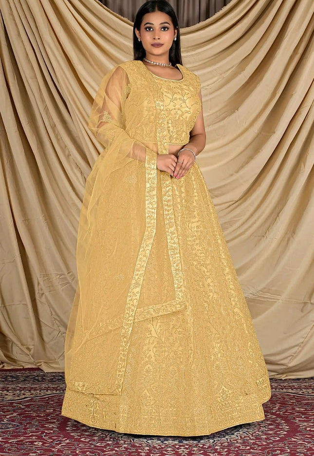 Chiku Crop Top Net Lehenga Choli For Women - Gajiwala