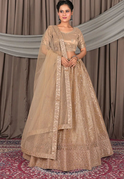 Chiku Designer Net Lehenga Choli For Weddings - Gajiwala