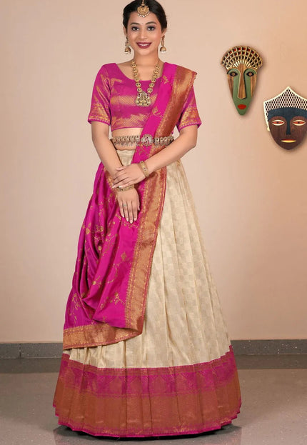 Chiku Jacquard Banarasi Silk Zariwork Lehenga Choli - Gajiwala