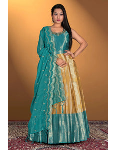 Chiku Latest Banarasi Silk Gown with Zari Work - Gajiwala