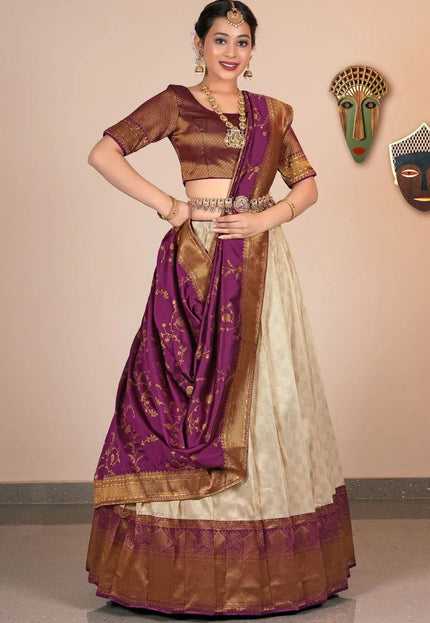 Chiku Self Jacquard Banarasi Silk Zariwork Lehenga Choli - Gajiwala