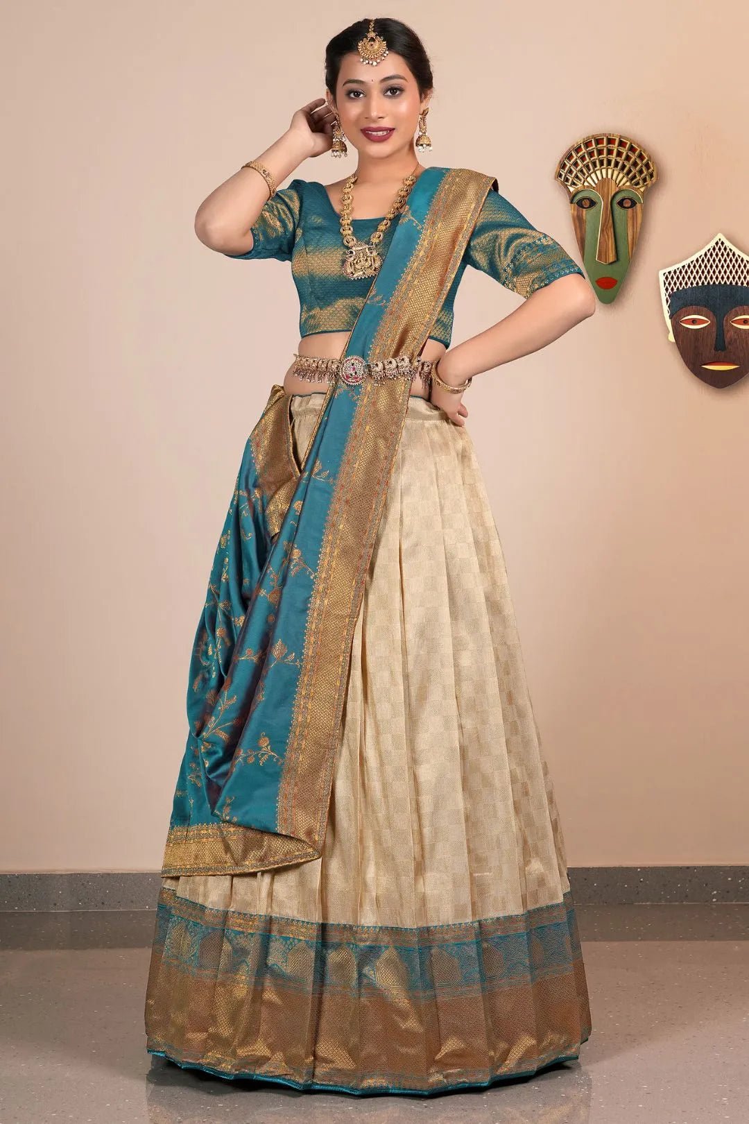 Chiku Traditional Self Jacquard Banarasi Lehenga Choli - Gajiwala